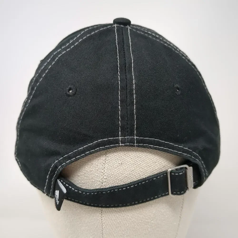 Adidas Baseball Cap Black One Size White Contrast Stitching Logo Slideback Hat